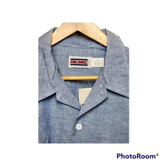 Vintage 70s Big Mac short-sleeved button-down chambray blue shirt. Size XL NWT - Picture 3 of 6